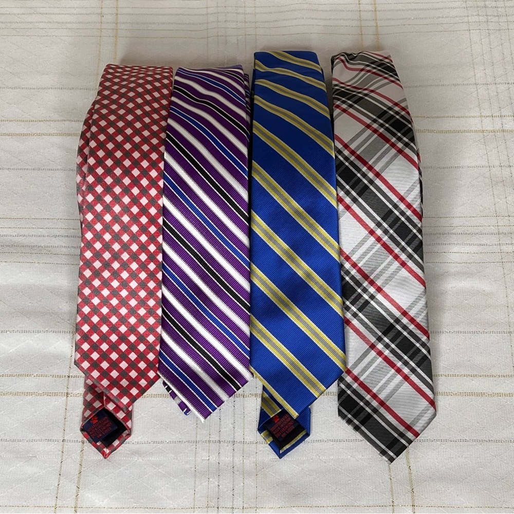 Rooster Ties 4 Mens Striped Multicolor Patterns Polyester Skinny 49.5” L.